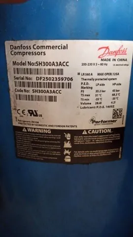 Compressor 25 TR SY300 SH300 15TR Gás 410 Danfoss - Usado e funcionando