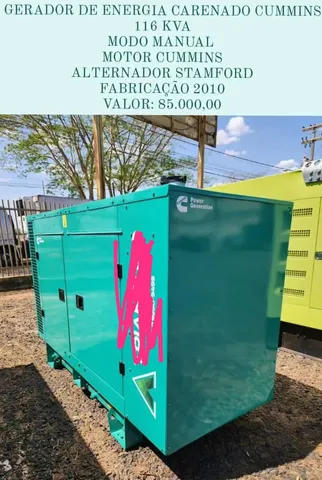 GRUPO GERADOR DE ENERGIA 115/100 KVA MOTOR CUMMINS 