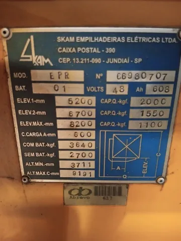 Empilhadeira Elétrica Skam EPR - Usada