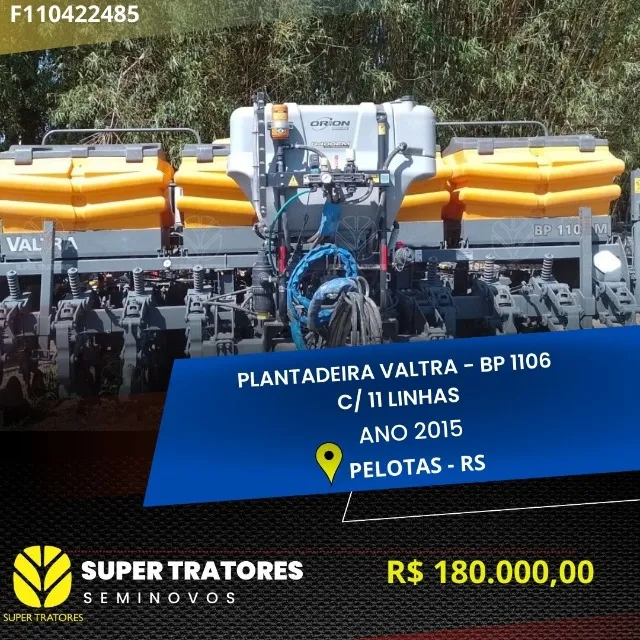 Plantadeira com11 linhas de Soja, BP1106 ano 2015.