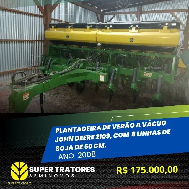 Plantadeira de verão a vácuo John Deere 2109 ano 2008.