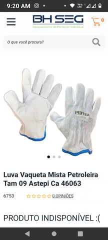 5 pares de Luvas vaqueta mista em couro e borracha 5 pares
