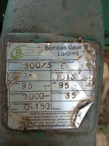 Bomba de irrigação lanfredi 