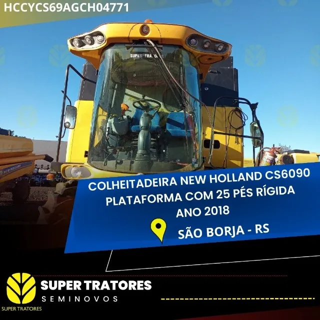 Colheitadeira New Holland CS6090 ano 2018 C/PL de 25 pés rígida