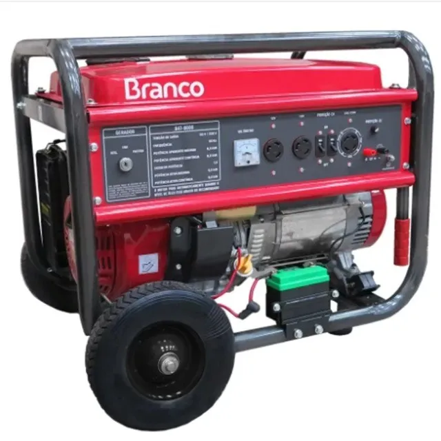 Gerador de energia à gasolina 6,5 kva 15hp 110/220v com partida elétrica Branco motores