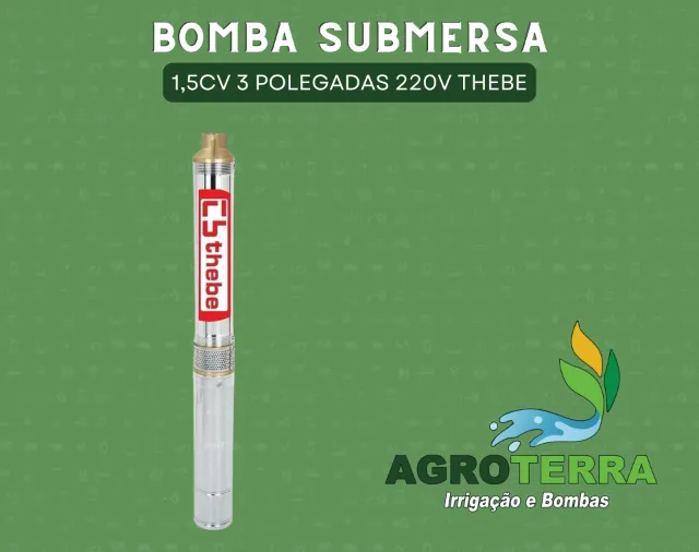 Bomba submersa poço Thebe 3" de 1,5cv 2 fios 22 estágios