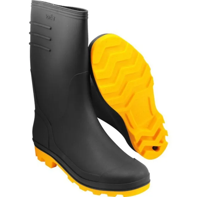 Bota Pvc Preta Com Amarela Cano Médio S/F Vonder