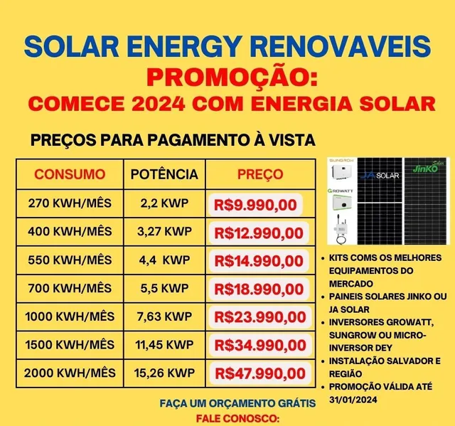 Promoção Comece 2024 com ENERGIA SOLAR