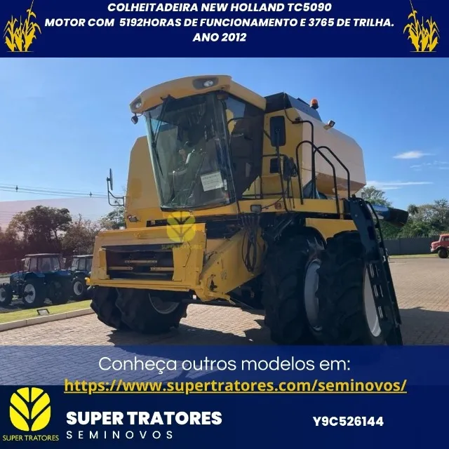 Arrozeira, NH TC5090 ano 2012 com plataforma de 20 pés rígida.