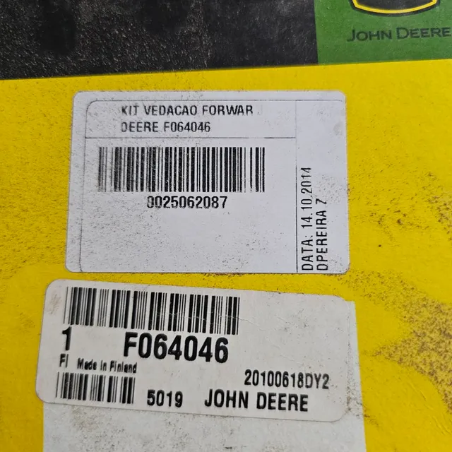 Harvester forwarder John deere kit reparo vedação cilindro hidráulico F064046