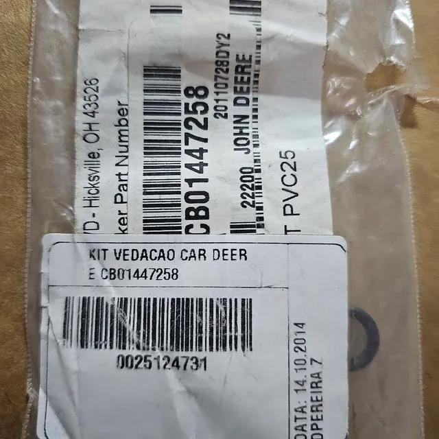 Harvester timberjack John deere kit vedações válvula original CB01447258