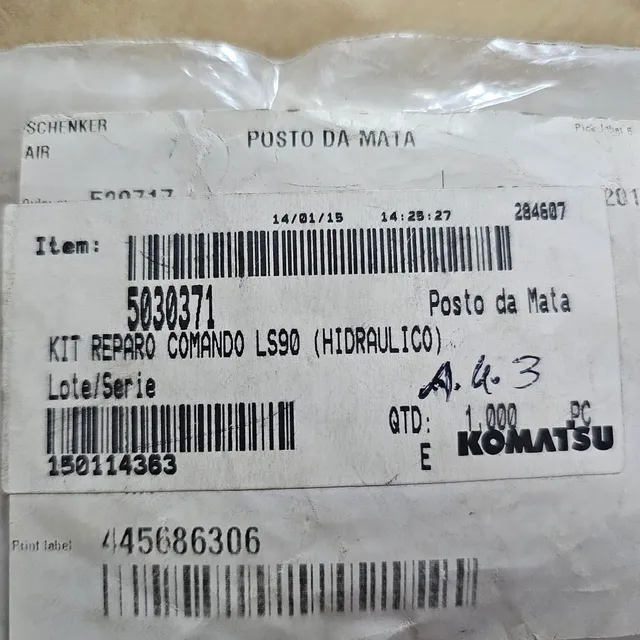 Komatsu forest harvester escavadeira kit reparo comando hidráulico original 5030371
