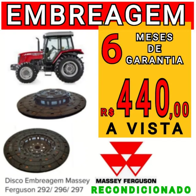 EMBREAGEM DISCO DO TRATOR MASSEY FERGUSON 292/296/297