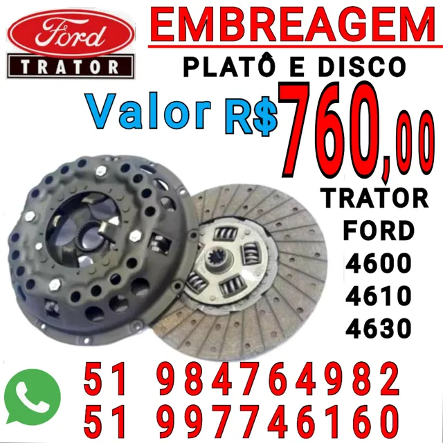 EMBREAGEM KIT PLATO E DISCO DO TRATOR FORD 4600/4610/4630