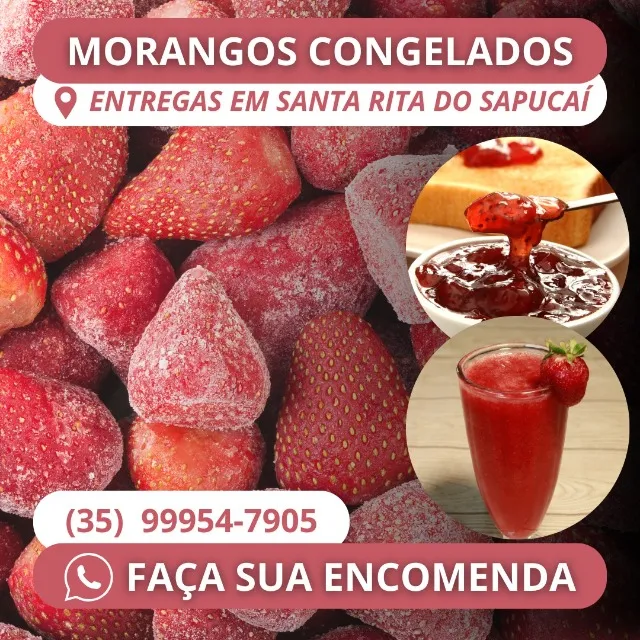 Morango Congelado Selecionados 1kg Para Suco Vitamina Geleia Doce