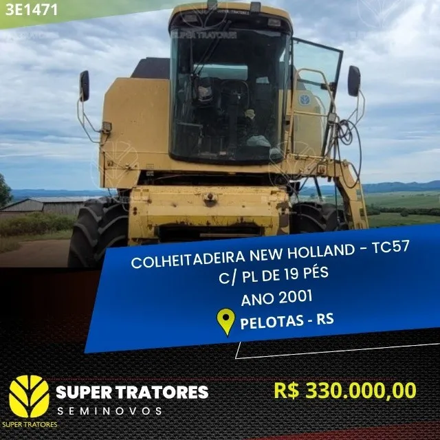 Sojeira, NH TC57 ano 2001 com plataforma de 19 pés fléx.