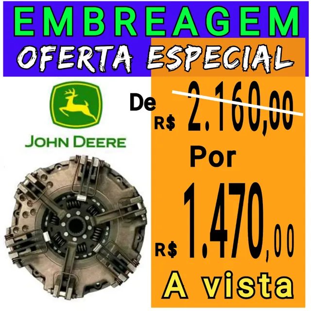 EMBREAGEM KIT PLATO E DISCO DO TRATOR JOHN DEERE 