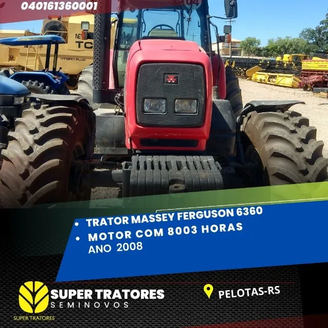 Trator Massey Ferguson 6360 ano 2008.