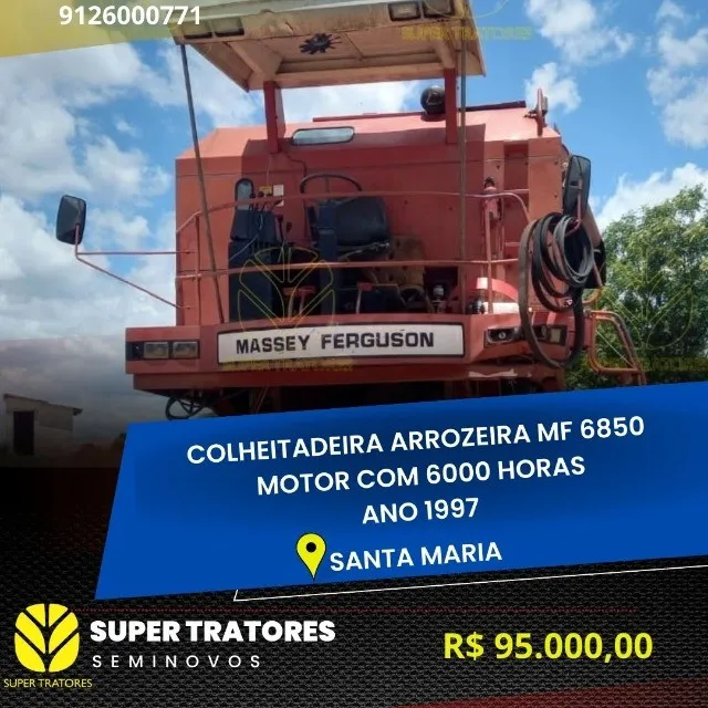 Colheitadeira Arrozeira MF32 ano 2009 C/PL de 20 pés rígida
