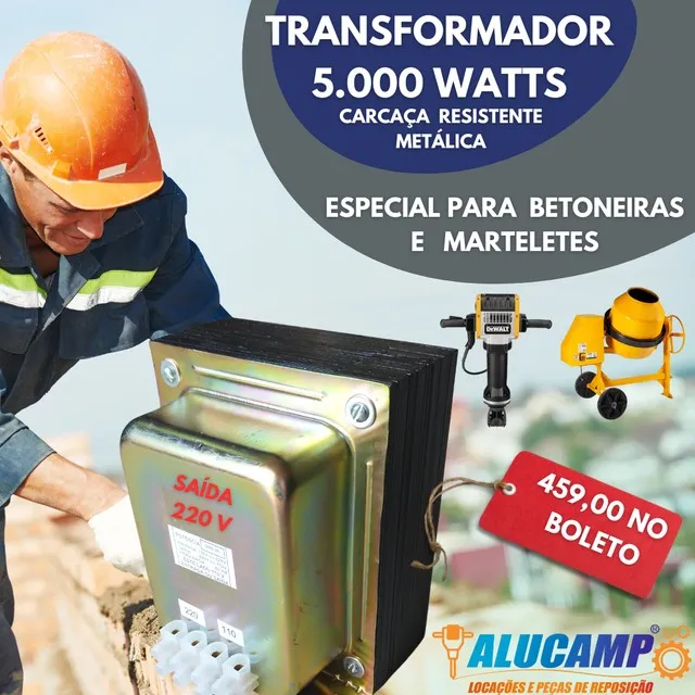 Transformador potente para Betoneiras e marteletes 