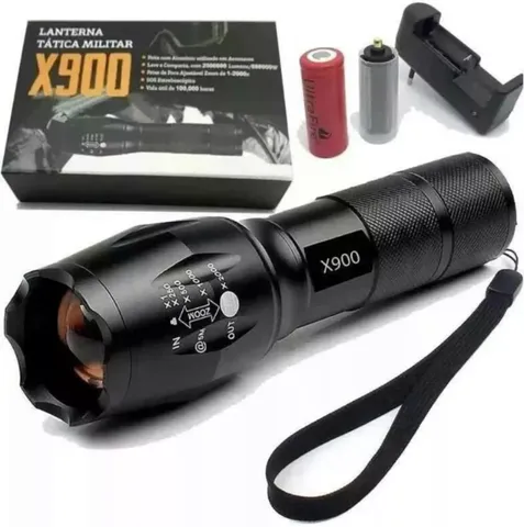  Lanterna Tática Militar X900 Zoom Recarregável Led Forte 