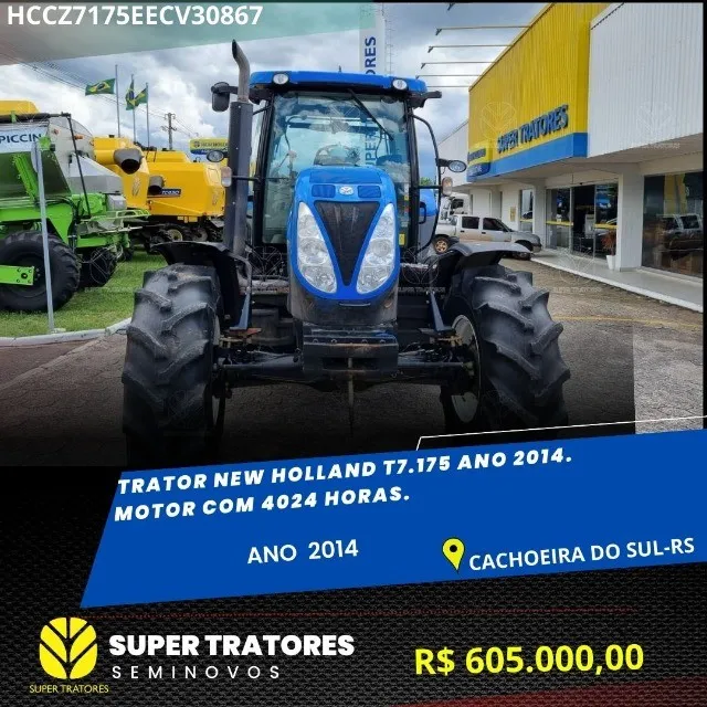 Trator New Holland T7.175 ano 2014.