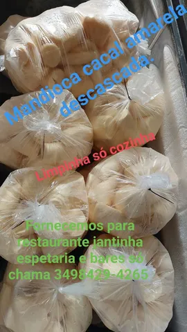 Mandioca descascada amarela cacal