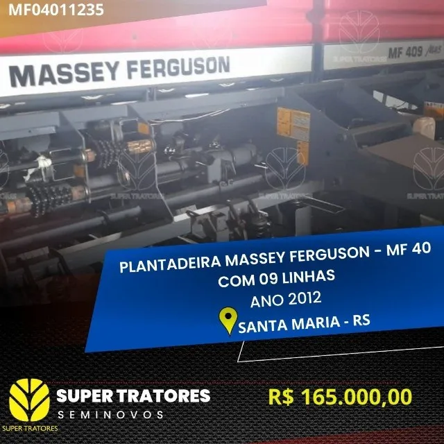Plantadeira de Verão Massey Ferguson409 ano 2012.