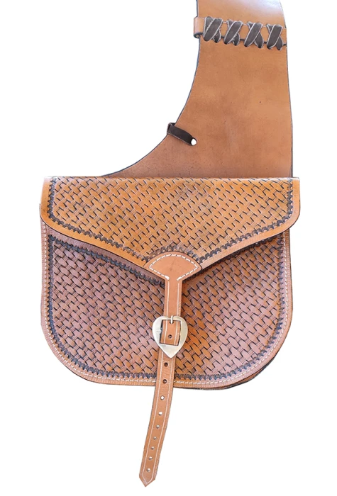 Alforge Bolsa Lateral Couro Legítimo Para Sela Arreio Cavalo - Marrom
