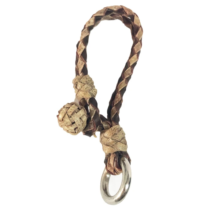 Chaveiro de Couro Cru com Argola em Inox