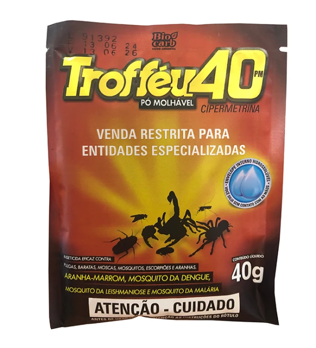 Inseticida Trofféu 40PM em pó Saco de 40g Aranha Marrom / Escorpião