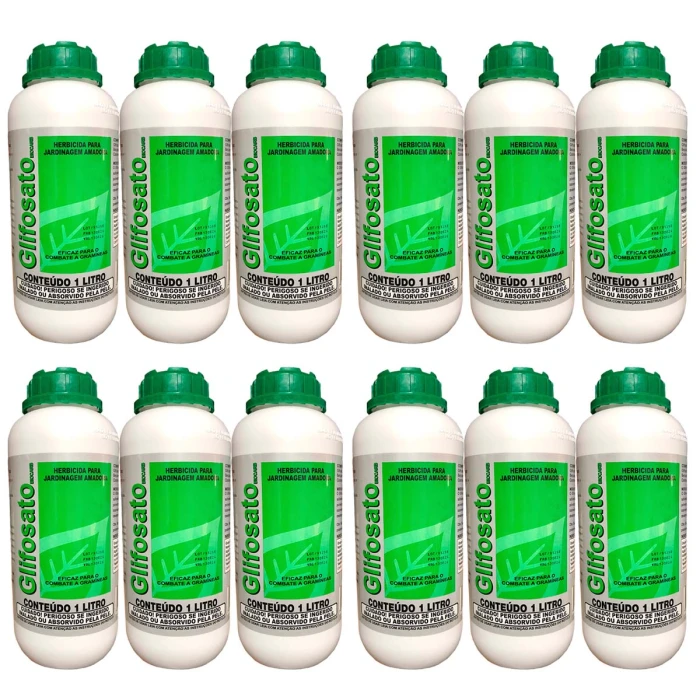 Kit 12 Glifosato Mata Mato Biocarb 1%1000ml Pronto para Uso
