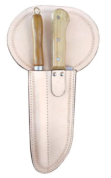 Kit Faca Coqueiro 10 polegadas Pantaneira + Chaira Amolador + Bainha em Couro