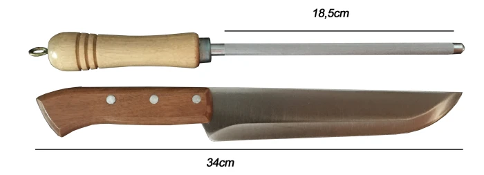 Kit Pantaneiro com Faca Coqueiro e Chaira 8 polegadas