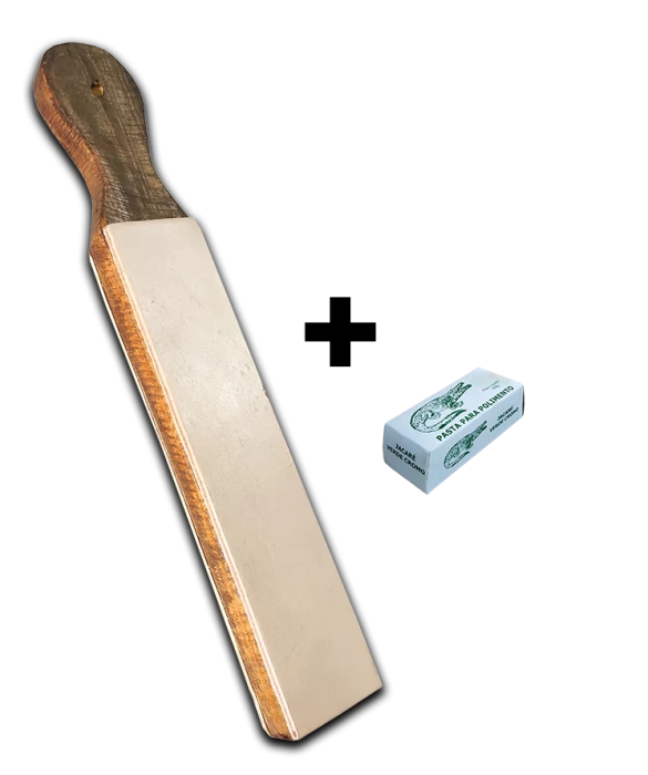 Strop De Couro Afiar Facas E Canivete + Pasta Jacaré 145g