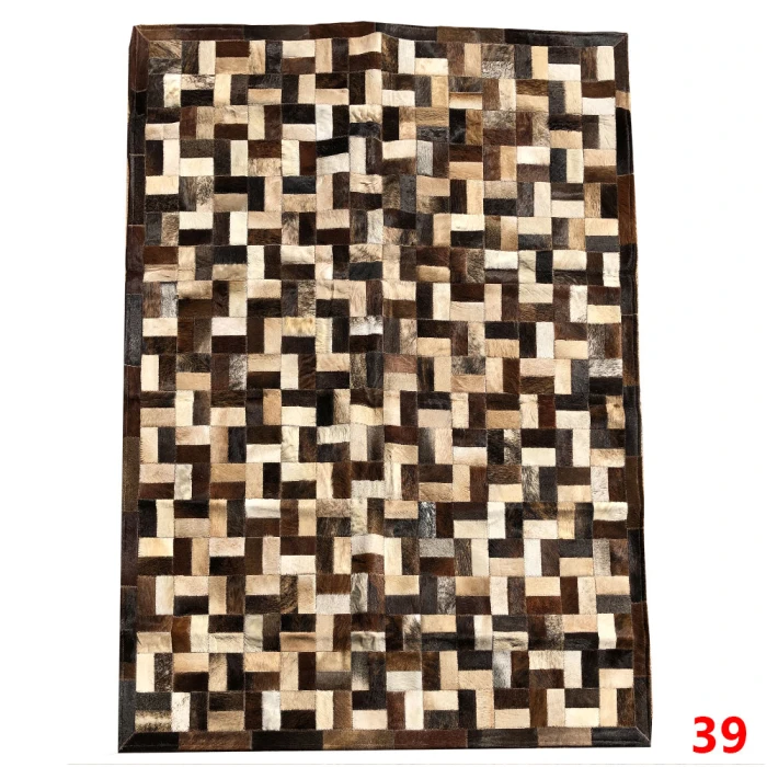 Tapete de Couro Bovino com Desenho de Mosaico 2m x 1,5m - 39