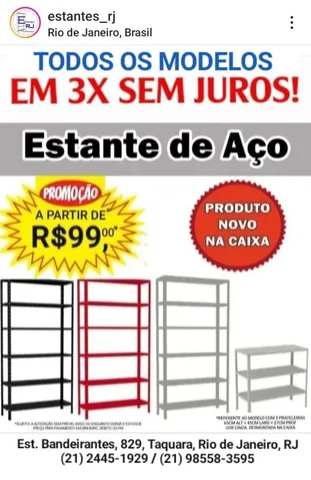 EM 3X SEM JUROS* | Estantes de Aço a partir R$99,00* | Somente Produtos Novos