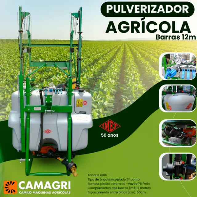 Pulverizador Agricola Lavoura 12m bomba 75L min