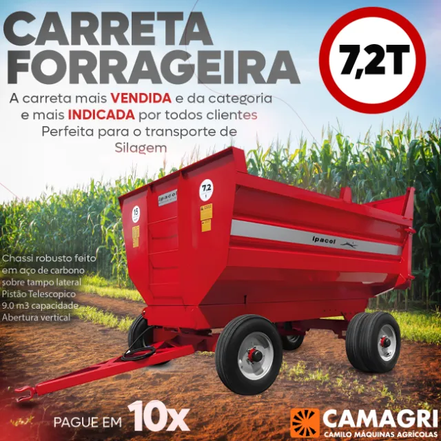 Carreta Forrageira Basculante 9.0 m3 7,2 Toneladas