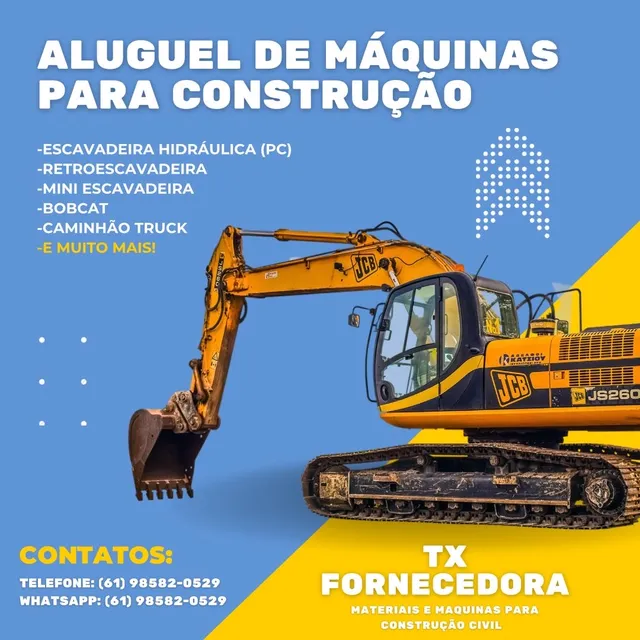 Escavadeira, retroescavadeira, mini escavadeira - TX ALUGUEL 