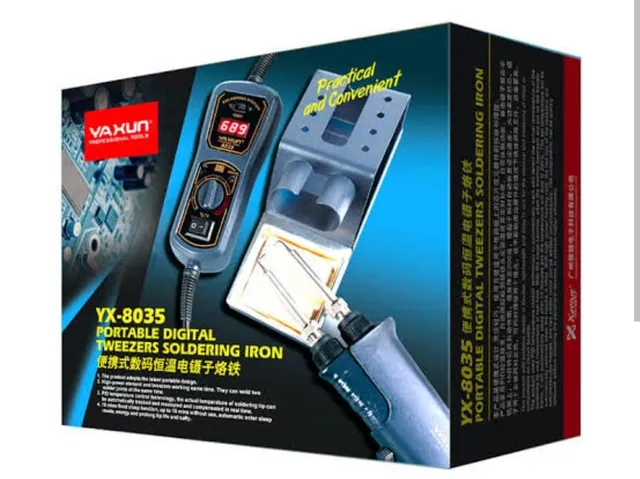 Estação de solda Yaxun YX-8035 hot tweezer tipo pinça SMD eletrônica