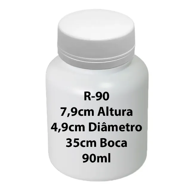 Frasc Plástico P/ Cápsula R-90ml Tampa E Lacre Branco 10unid