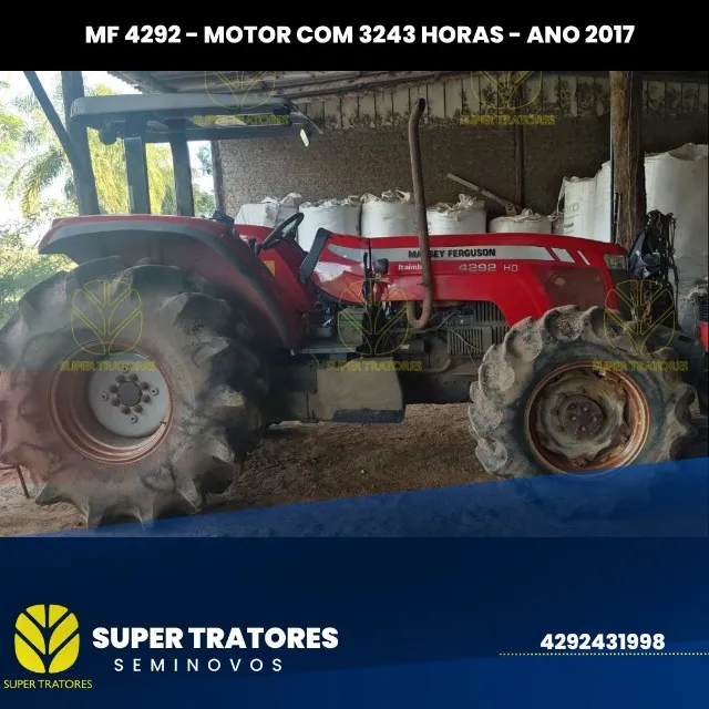 Trator MF 4292 ano 2017.