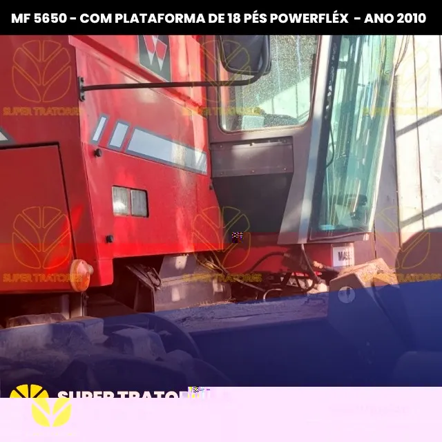 Colheitadeira Sojeira MF5650 ano 2010, C/PL de 18 pés powerfléx.