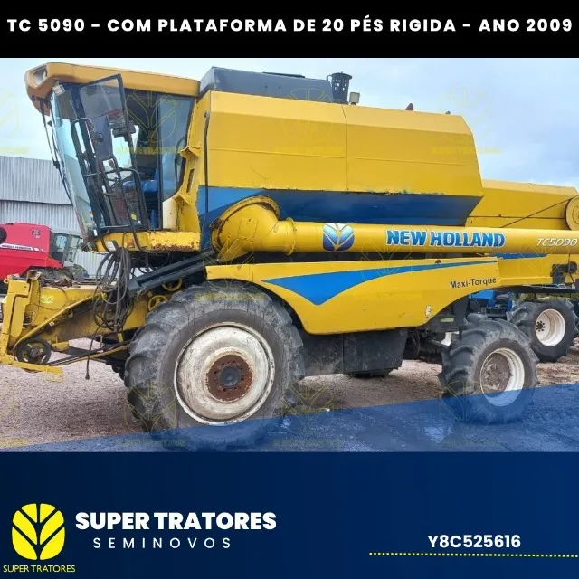 Arrozeira, NH TC5090 ano 2009 com plataforma de 20 pés rígida.