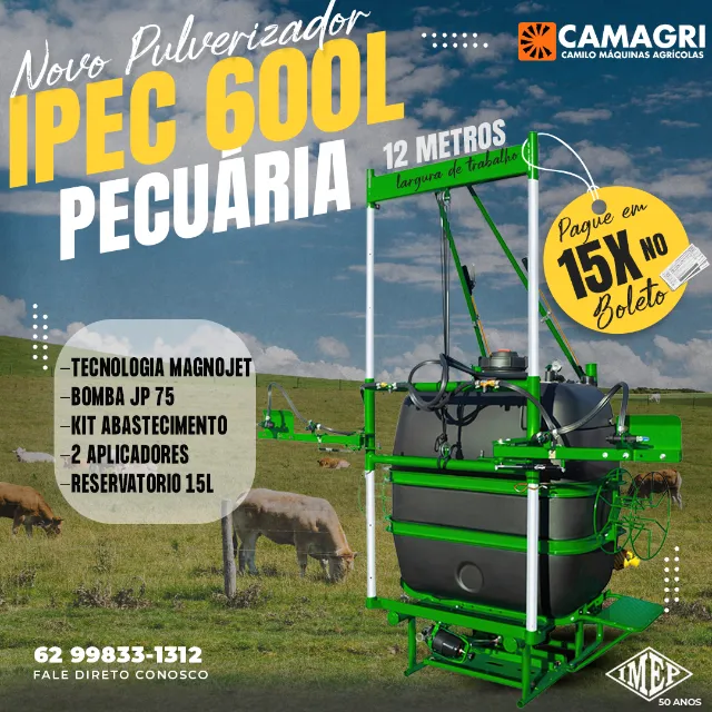 Pulverizador 600L Completo pecuaria 50 anos no mercado