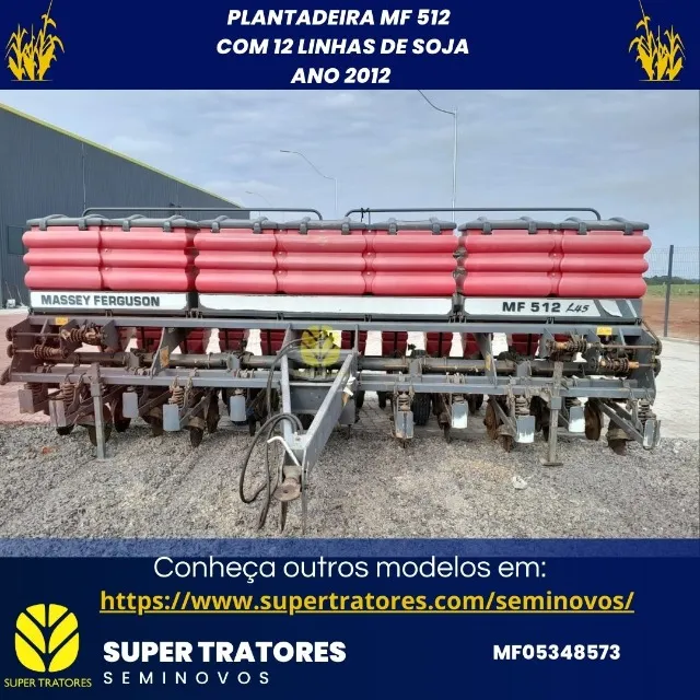Plantadeira com 12 linhas de Soja MF 512 ano 2012.