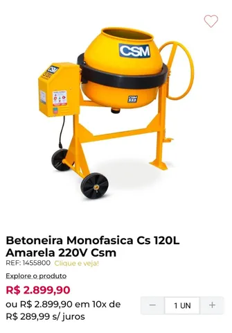 Betoneira Monofásica Cs 120L Amarela 220v Csm