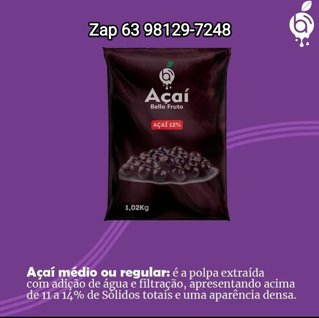 Vendo polpas de açaí.