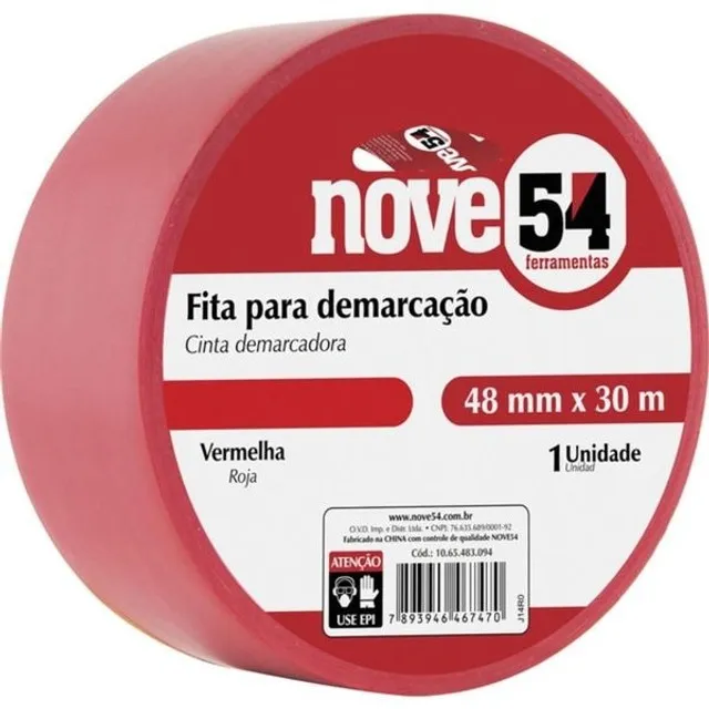 Fita Demarcação Vermelha 48mm x 30 mt Nove54
